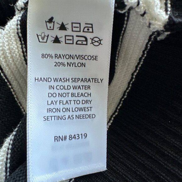 NWT Rachel Zoe Black White Striped Sweater Mock Neck Ribbed Comfy Size XL - Picture 5 of 5